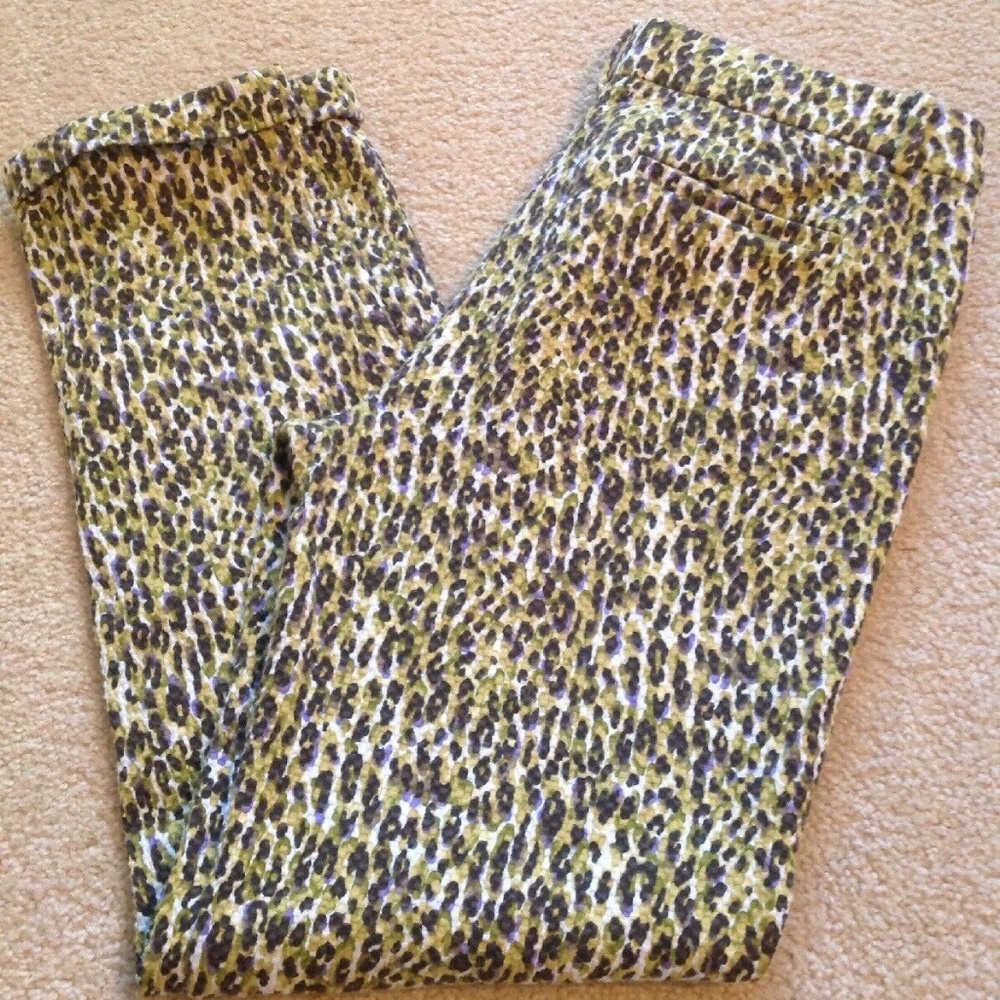 J.Crew Colored Leopard Cafe Capri Pants 6 Tall